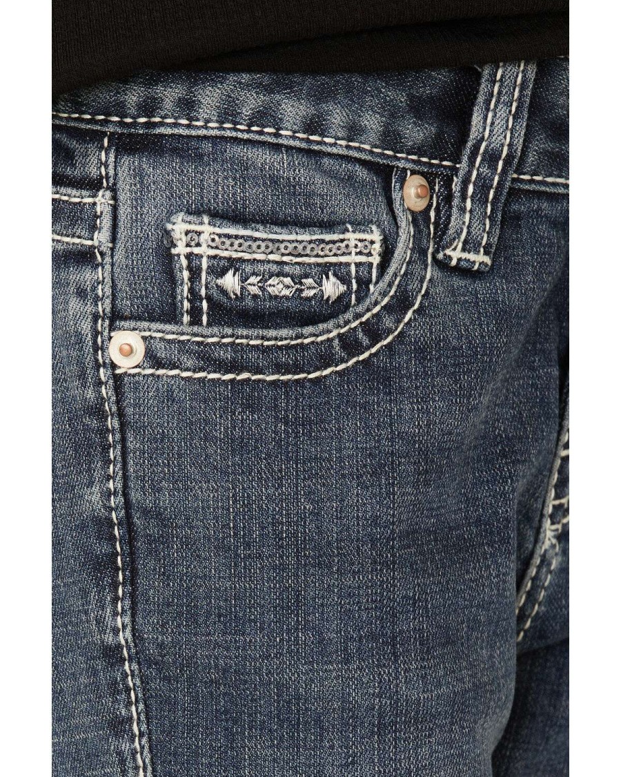 Jeans Rock & Roll Denim | Rock & Roll Denim Girls' Embellished Pockets Bootcut Jeans Sale