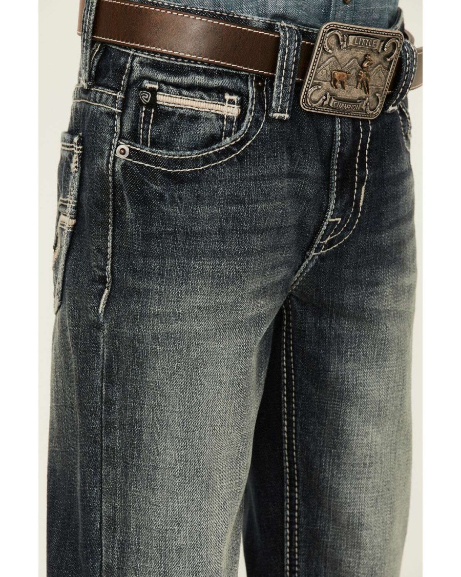 Jeans Rock & Roll Denim | Rock & Roll Denim Boys' Dark Vintage Wash Regular Bootcut Jeans Outlet