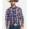 Shirts Rock & Roll Denim | Rock & Roll Denim Men'S Plaid Logo Long Sleeve Western Shirt Limited Edition