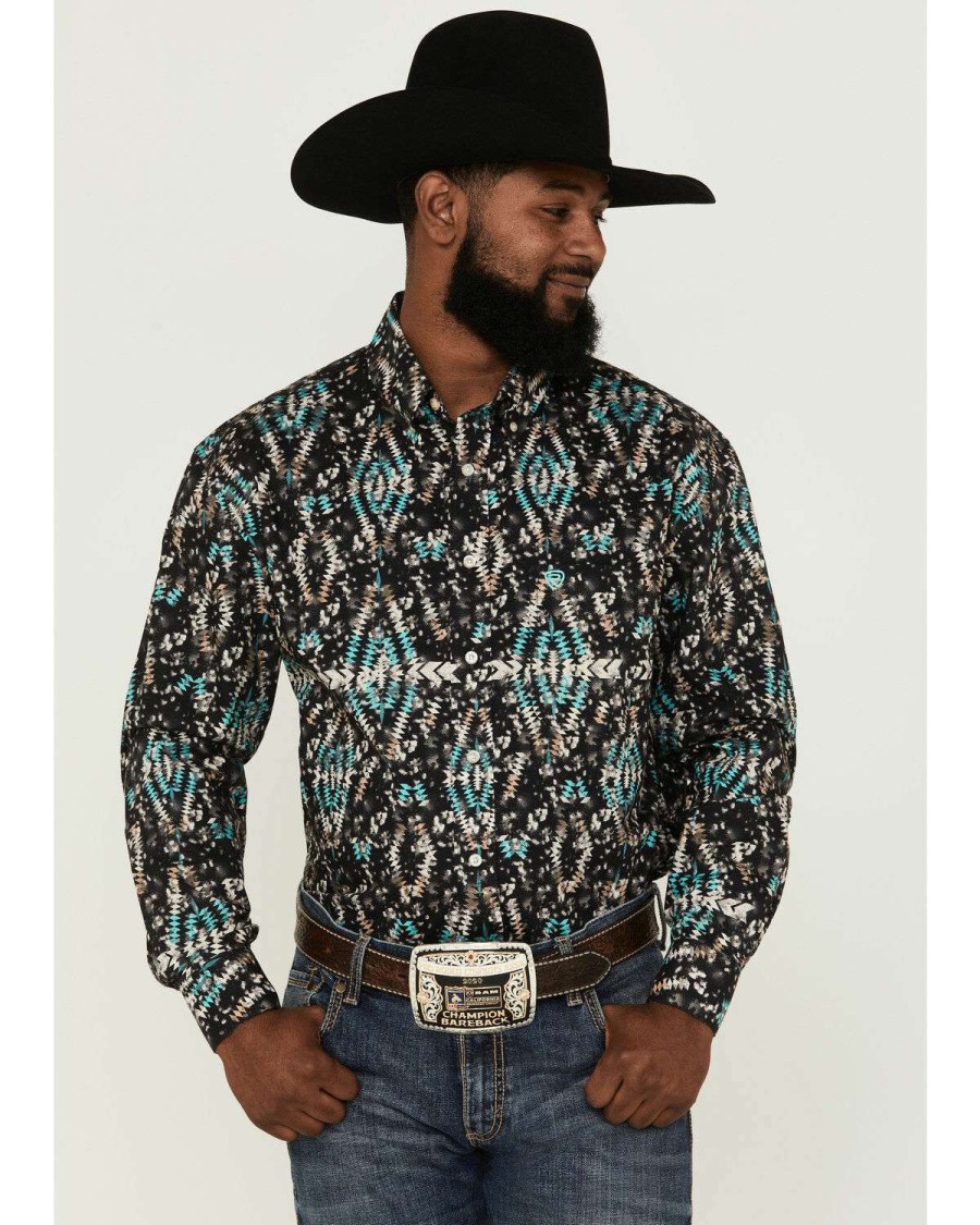 Shirts Rock & Roll Denim | Rock & Roll Denim Men'S Vertical Southwestern Print Button-Down Western Shirt Online