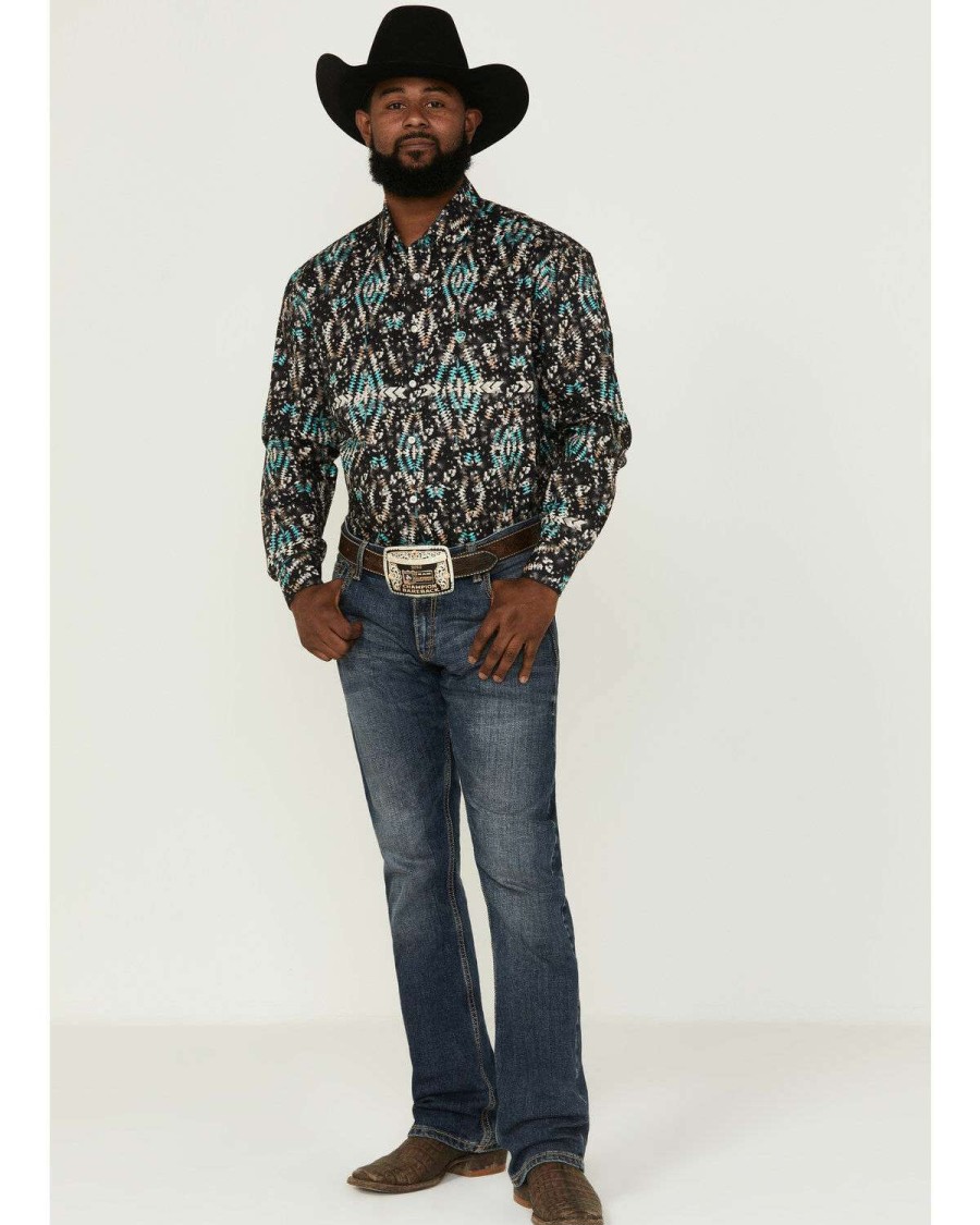 Shirts Rock & Roll Denim | Rock & Roll Denim Men'S Vertical Southwestern Print Button-Down Western Shirt Online