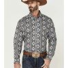 Shirts Rock & Roll Denim | Rock & Roll Denim Men'S Blue Vertical Southwestern Print Long Sleeve Button-Down Western Shirt Discount