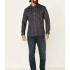 Shirts Rock & Roll Denim | Rock & Roll Denim Men'S Fr Charcoal Geo Print Long Sleeve Work Shirt Sale