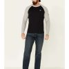 Shirts Rock & Roll Denim | Rock & Roll Denim Men'S Fr Black Long Sleeve Work Raglan T-Shirt Sale