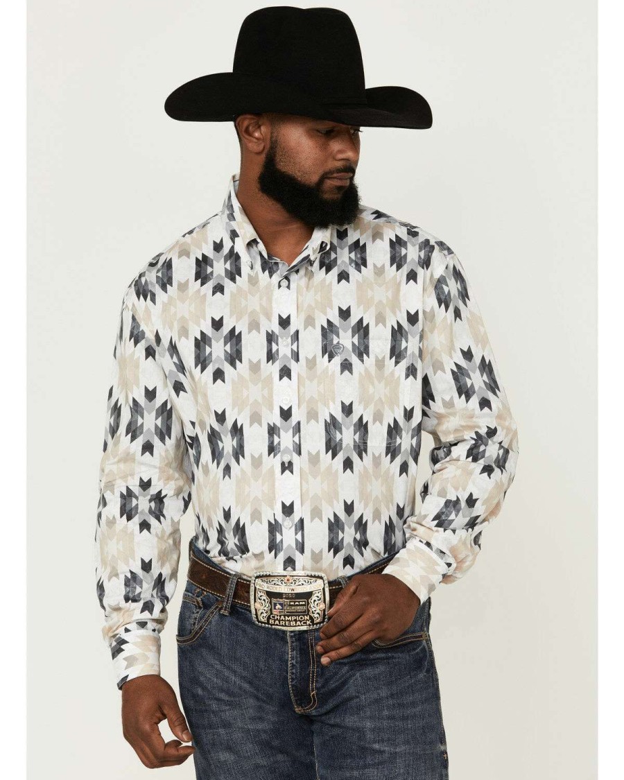 Shirts Rock & Roll Denim | Rock & Roll Denim Men'S Southwestern Print Long Sleeve Button-Down Western Shirt Outlet