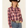 Shirts Rock & Roll Denim | Rock & Roll Denim Women'S Multi Plaid Long Sleeve Snap Western Boyfriend Shirt Outlet