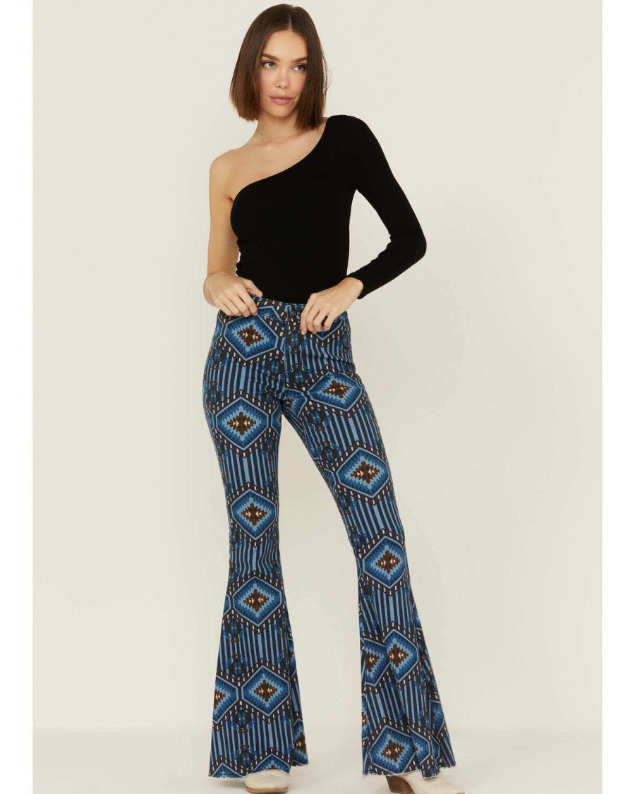 Jeans Rock & Roll Denim | Rock & Roll Denim Women'S Southwestern Stripe Flare Jeans Online