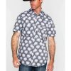 Shirts Rock & Roll Denim | Rock & Roll Denim Men'S Crinkle Washed Palm Print Short Sleeve Western Shirt Online