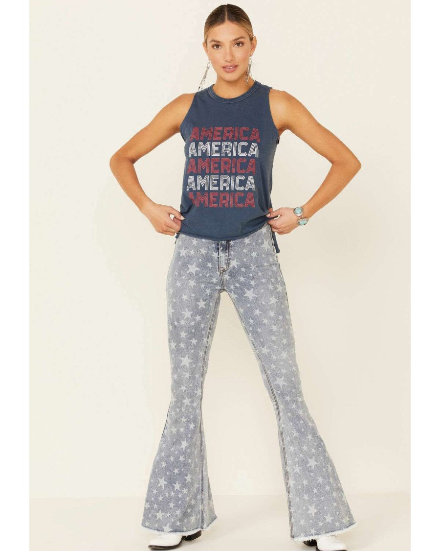 Tops Rock & Roll Denim | Rock & Roll Denim Women'S Navy America Graphic Tank Top Online