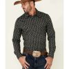 Shirts Rock & Roll Denim | Rock & Roll Denim Men'S Brown Southwestern Geo Print Long Sleeve Snap Western Shirt Online