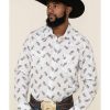 Shirts Rock & Roll Denim | Rock & Roll Denim Men'S White Floral Print Long Sleeve Western Shirt Online