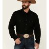 Shirts Rock & Roll Denim | Rock & Roll Denim Men'S Solid Black Denim Long Sleeve Snap Western Shirt Sale