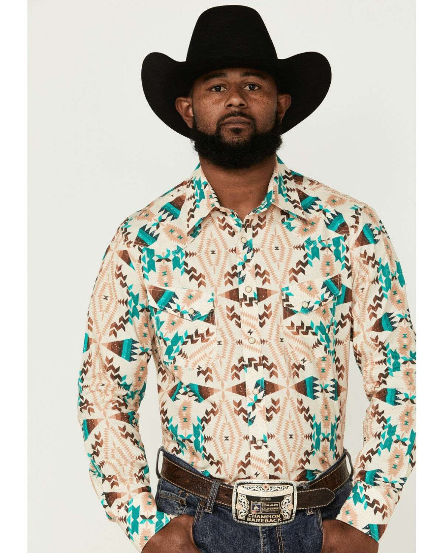 Shirts Rock & Roll Denim | Rock & Roll Denim Men'S Southwestern Print Long Sleeve Snap Western Shirt Online