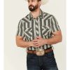 Shirts Rock & Roll Denim | Rock & Roll Denim Men'S Aqua Vintage Floral Stripe Short Sleeve Snap Western Shirt Discount