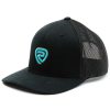 Caps Rock & Roll Denim | Rock & Roll Denim Men'S Black & Turquoise Embroidered Logo Mesh-Back Ball Cap Sale