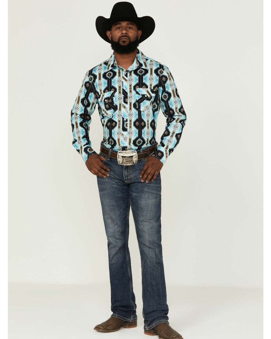 Shirts Rock & Roll Denim | Rock & Roll Denim Men'S Southwestern Print Western Shirt Sale