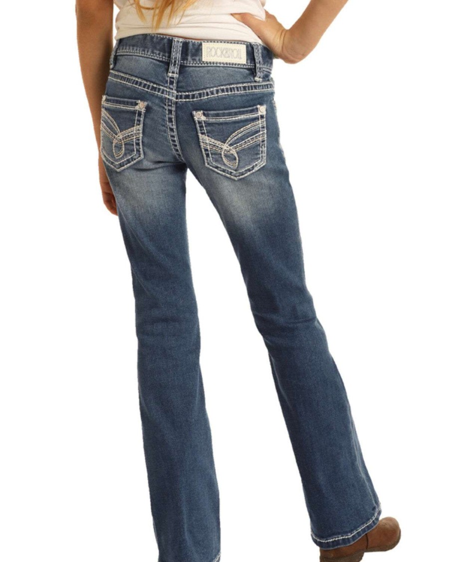 Jeans Rock & Roll Denim | Rock & Roll Denim Girls' Medium Vintage Scroll Bootcut Jeans Discount