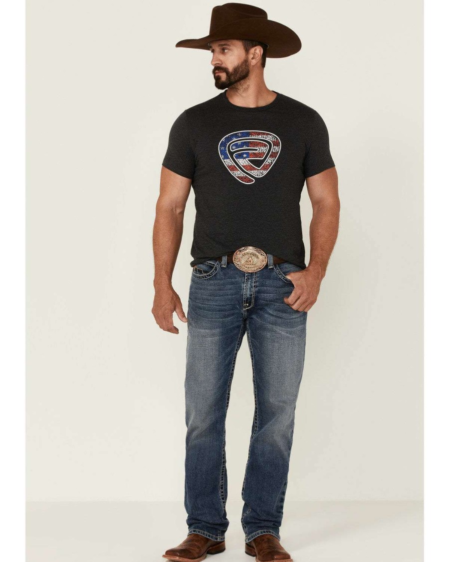 Shirts Rock & Roll Denim | Rock & Roll Denim Men'S Charcoal Patriotic Logo Short Sleeve T-Shirt Outlet