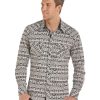 Shirts Rock & Roll Denim | Rock & Roll Denim Men'S Southwestern Chambray Print Long Sleeve Western Shirt Outlet