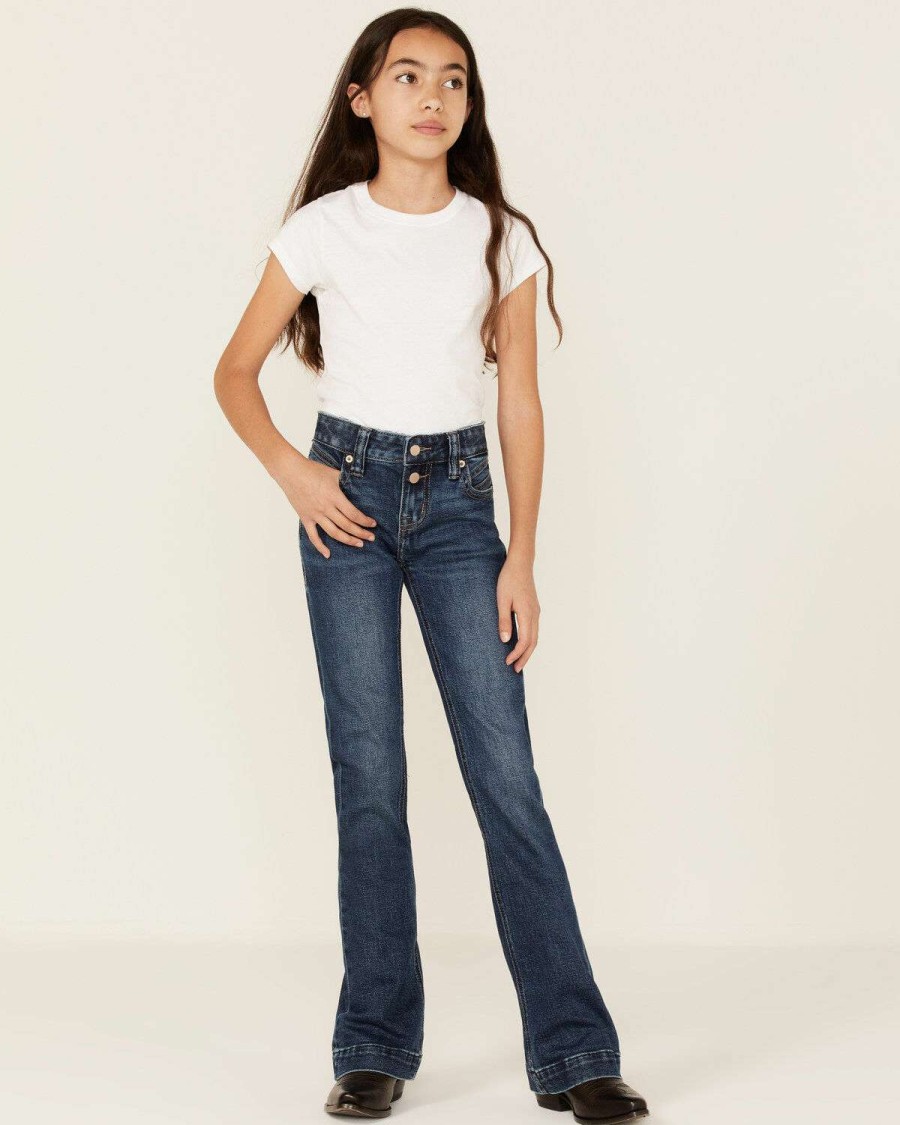 Jeans Rock & Roll Denim | Rock & Roll Denim Girls' Dark Wash Trouser Bootcut Jeans Sale