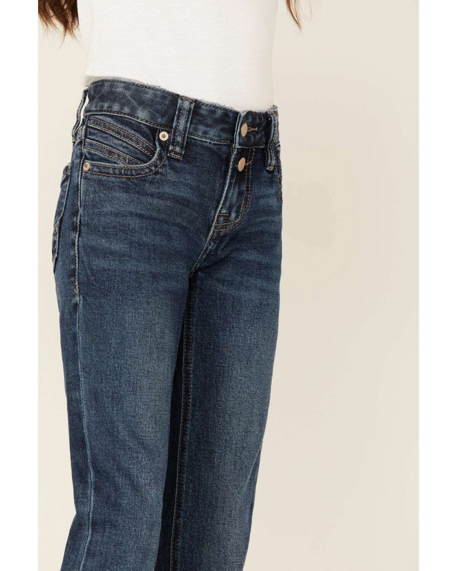 Jeans Rock & Roll Denim | Rock & Roll Denim Girls' Dark Wash Trouser Bootcut Jeans Sale