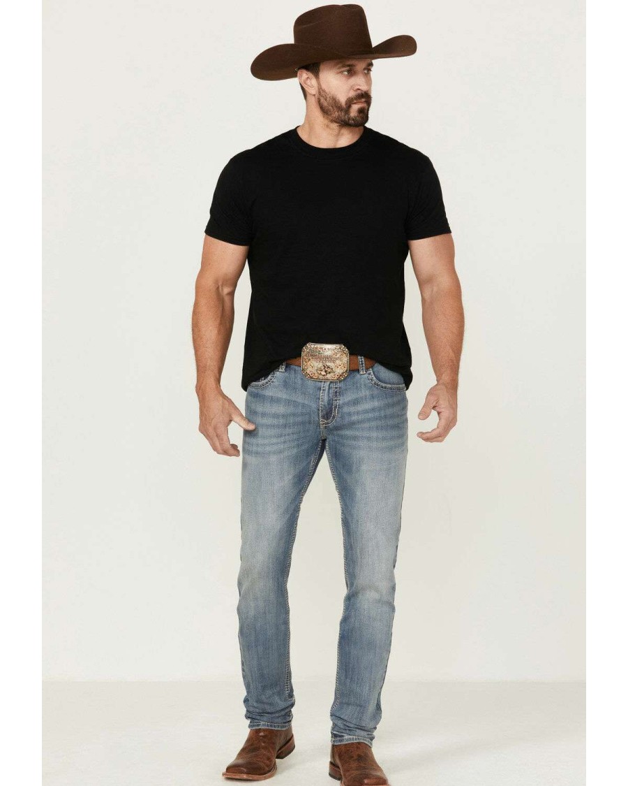 Jeans Rock & Roll Denim | Rock & Roll Denim Men'S Rifle Stretch Regular Skinny Jeans Discount