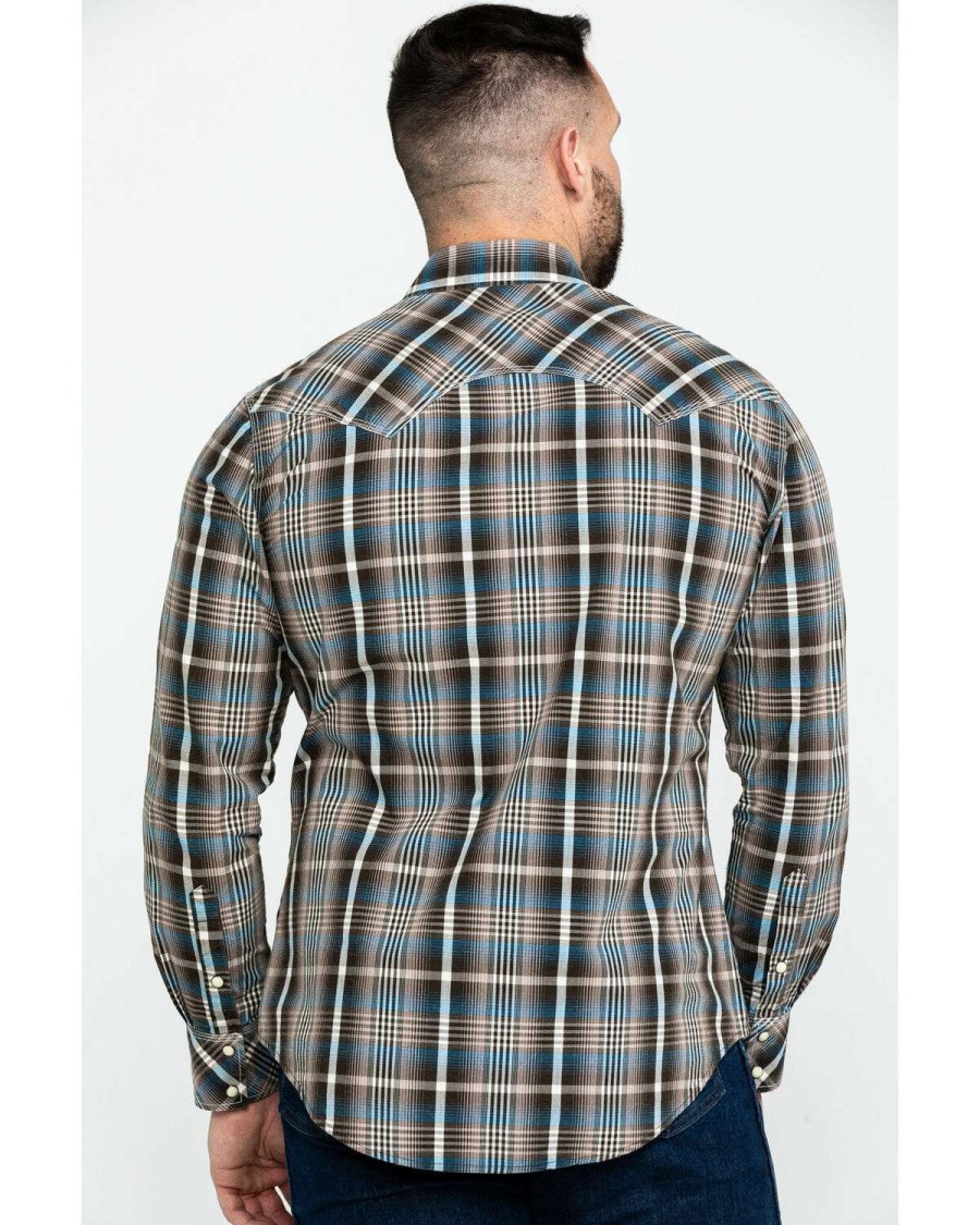 Shirts Rock & Roll Denim | Rock & Roll Denim Men'S Teal Washed Yarn Dye Plaid Short Sleeve Western Shirt Limited Edition