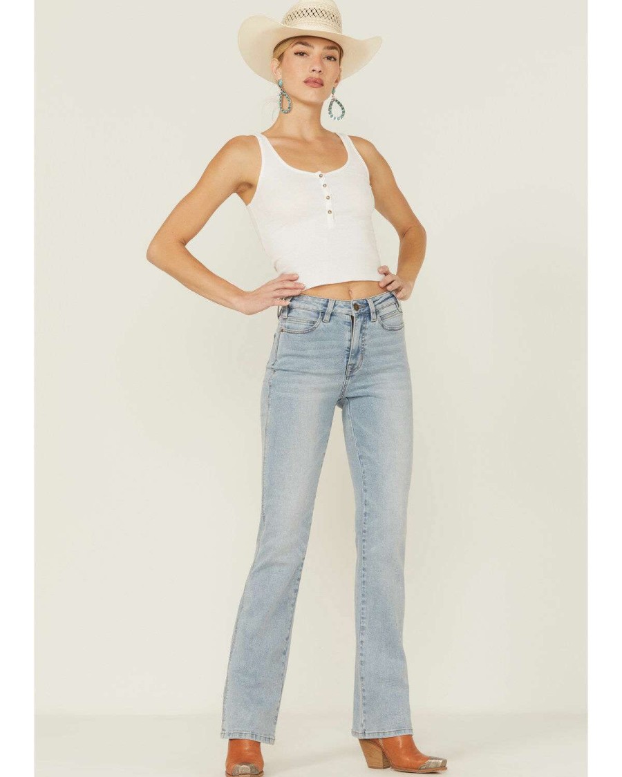 Jeans Rock & Roll Denim | Rock & Roll Women'S Denim High Rise Basic Bootcut Jeans Rock & Roll Denim Outlet