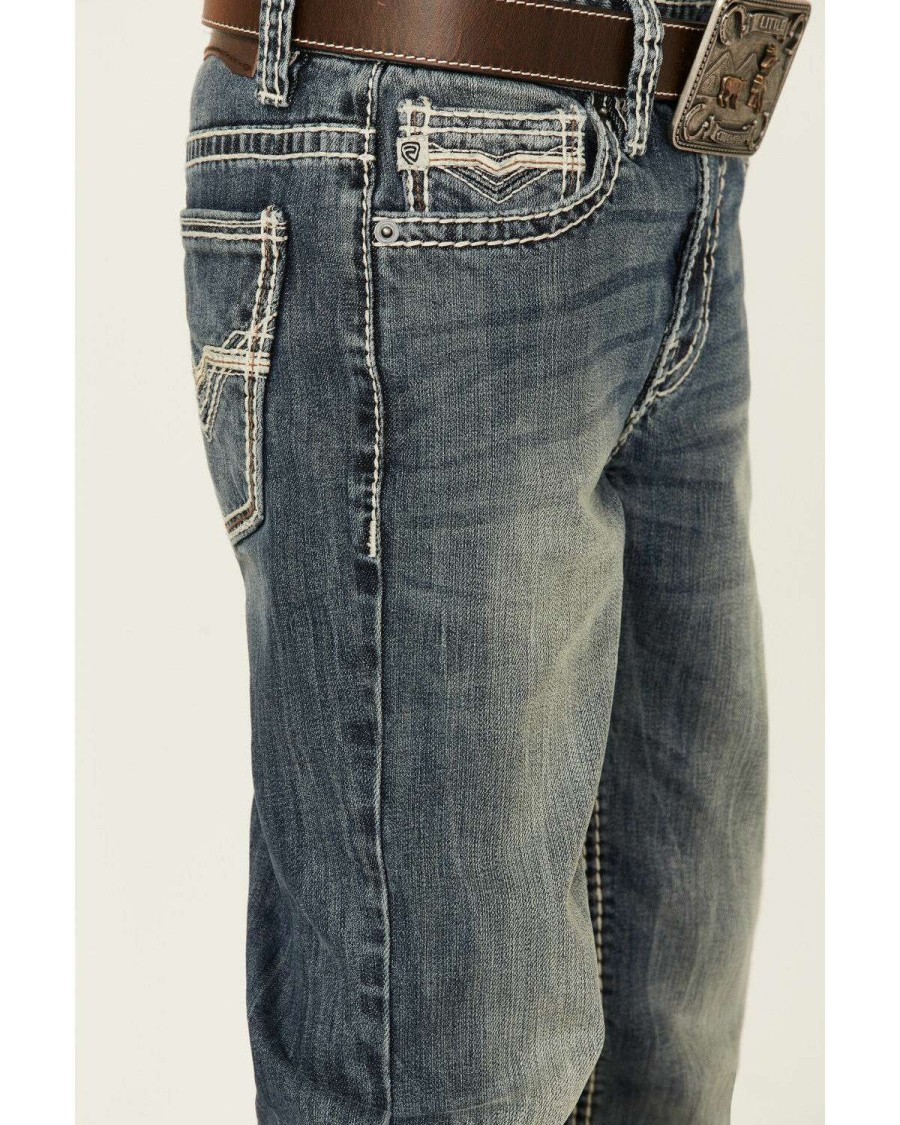 Jeans Rock & Roll Denim | Rock & Roll Denim Boys' Medium Vintage Wash Reflex Stretch Bootcut Jeans Sale