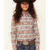 Shirts Rock & Roll Denim | Rock & Roll Denim Girls' Southwestern Stripe Long Sleeve Western Shirt Limited Edition