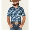 Shirts Rock & Roll Denim | Rock & Roll Denim Men'S Palm Tree Print Short Sleeve Polo Shirt Outlet