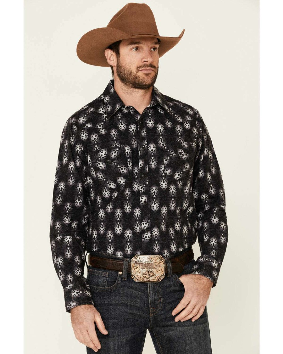 Shirts Rock & Roll Denim | Rock & Roll Denim Men'S Black Southwestern Print Long Sleeve Western Shirt Limited Edition