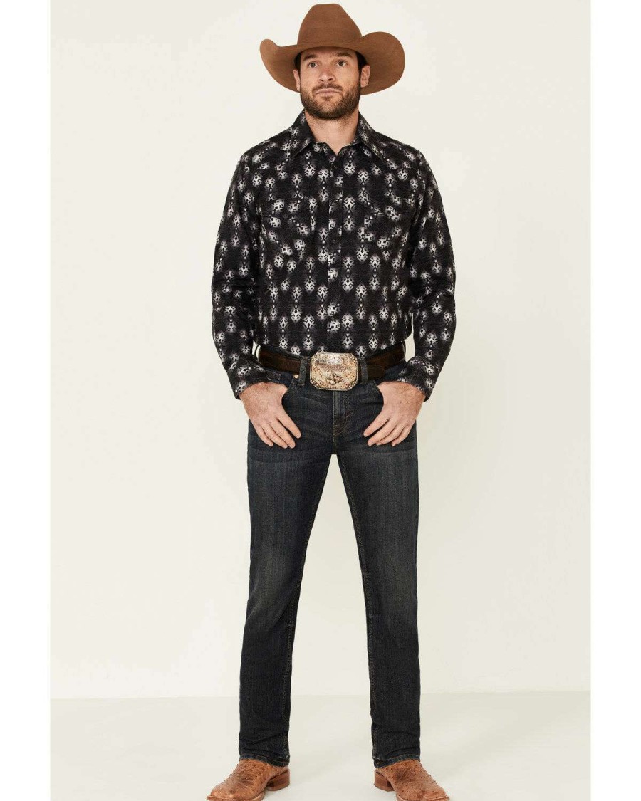 Shirts Rock & Roll Denim | Rock & Roll Denim Men'S Black Southwestern Print Long Sleeve Western Shirt Limited Edition