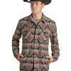 Shirts Rock & Roll Denim | Rock & Roll Denim Men'S Coral Southwestern Print Shirt Jacket Online