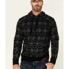 Shirts Rock & Roll Denim | Rock & Roll Denim Men'S Black Southwestern Print Pullover Hooded Sweatshirt Discount