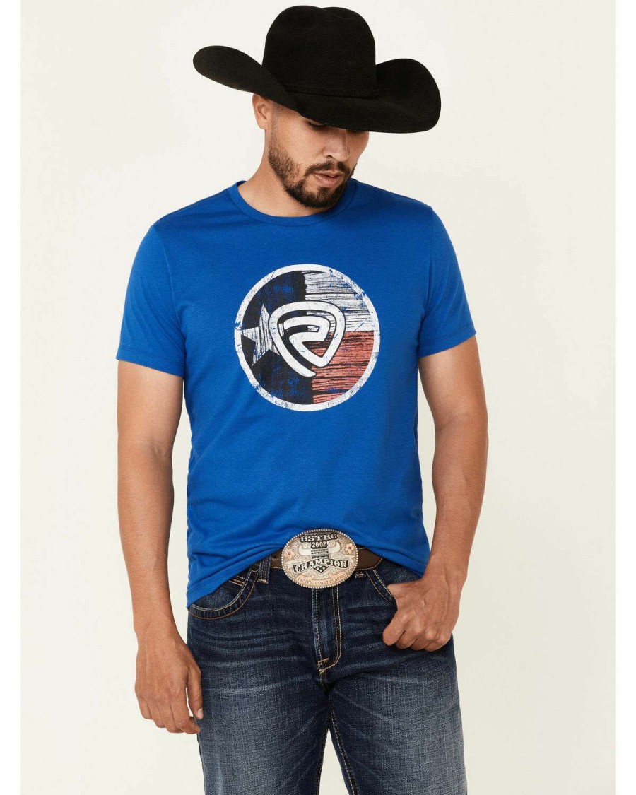 Shirts Rock & Roll Denim | Rock & Roll Denim Men'S Texas Flag Graphic Short Sleeve T-Shirt Sale