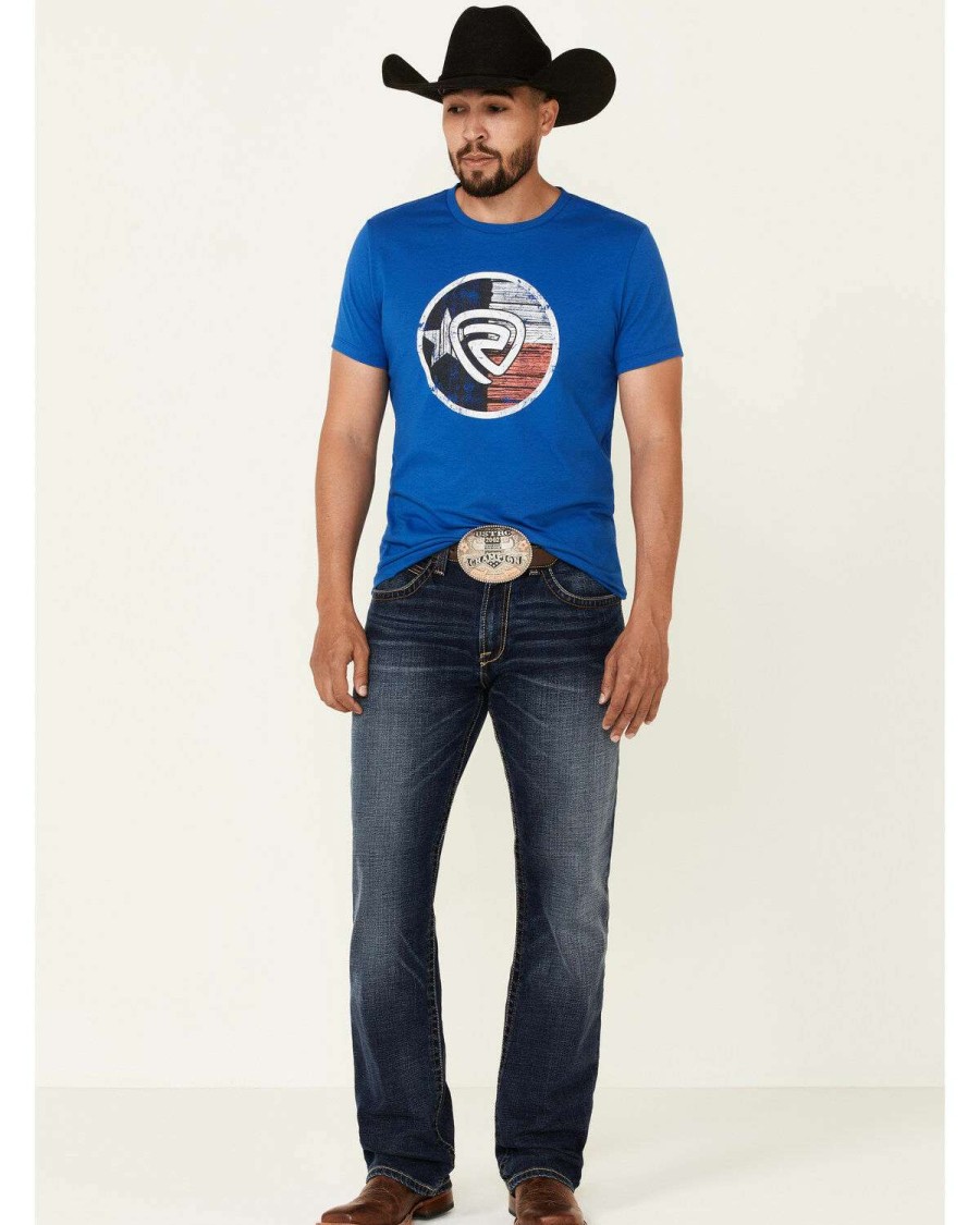 Shirts Rock & Roll Denim | Rock & Roll Denim Men'S Texas Flag Graphic Short Sleeve T-Shirt Sale