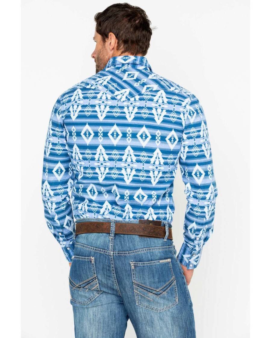 Shirts Rock & Roll Denim | Rock & Roll Denim Men'S Striped Southwestern Print Long Sleeve Western Shirt Discount