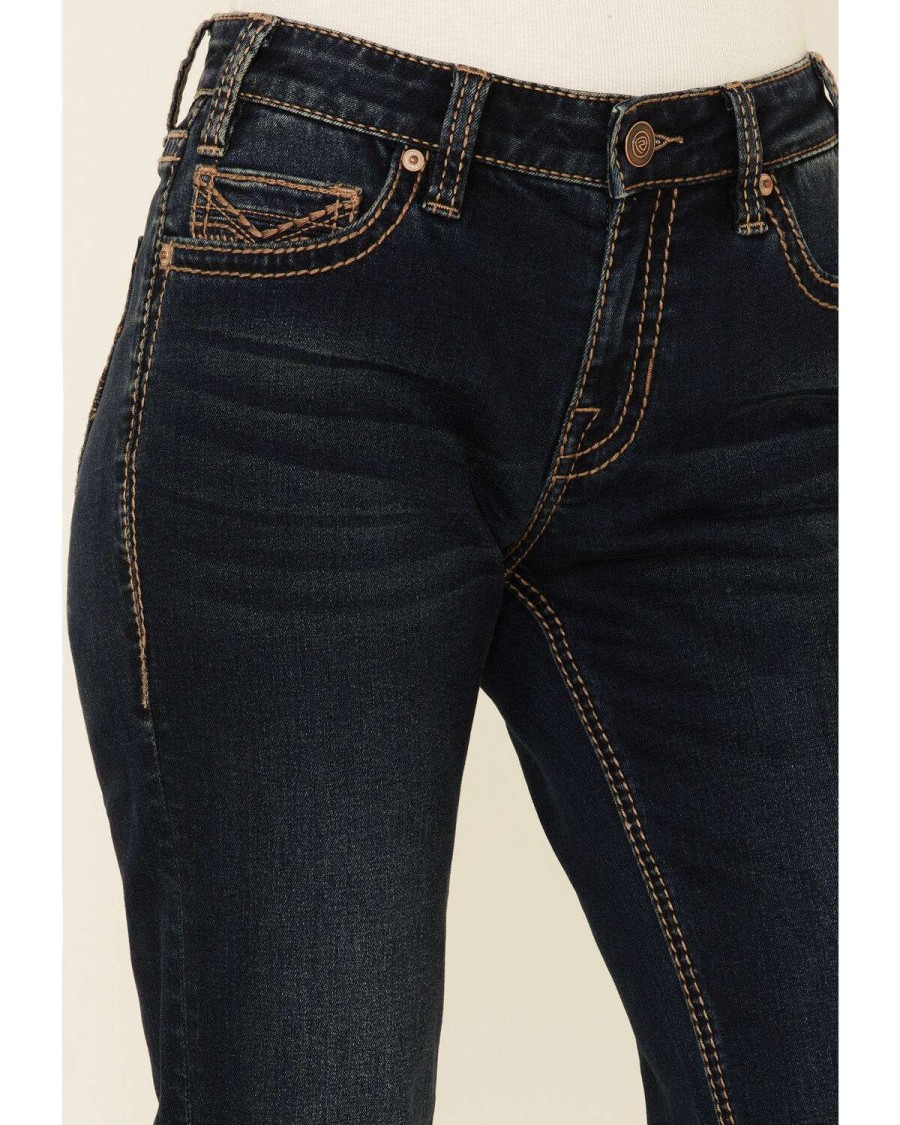 Jeans Rock & Roll Denim | Rock & Roll Denim Women'S Mid-Waist Riding Bootcut Jeans Online