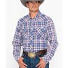 Shirts Rock & Roll Denim | Rock & Roll Denim Men'S Double Dye Plaid Long Sleeve Western Shirt Outlet