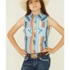 Shirts Rock & Roll Denim | Rock & Roll Denim Girls' Serape Southwestern Print Sleeveless Snap Western Shirt Discount