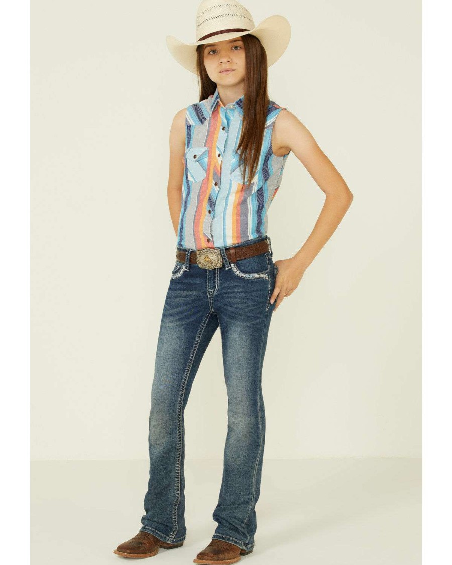 Shirts Rock & Roll Denim | Rock & Roll Denim Girls' Serape Southwestern Print Sleeveless Snap Western Shirt Discount