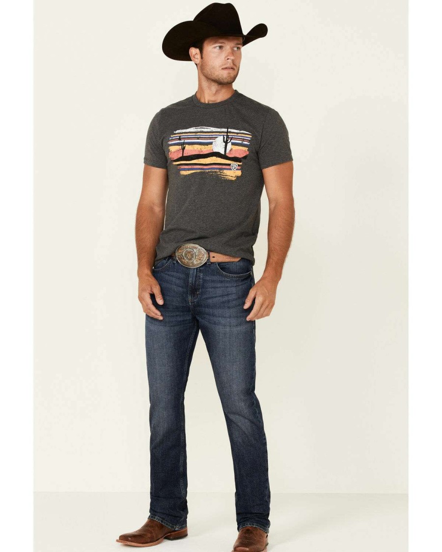 Shirts Rock & Roll Denim | Rock & Roll Denim Men'S Charcoal Desert Graphic Short Sleeve T-Shirt Sale