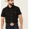 Shirts Rock & Roll Denim | Rock & Roll Denim Men'S Vintage Diamond Geo Print Short Sleeve Snap Black Western Shirt Sale