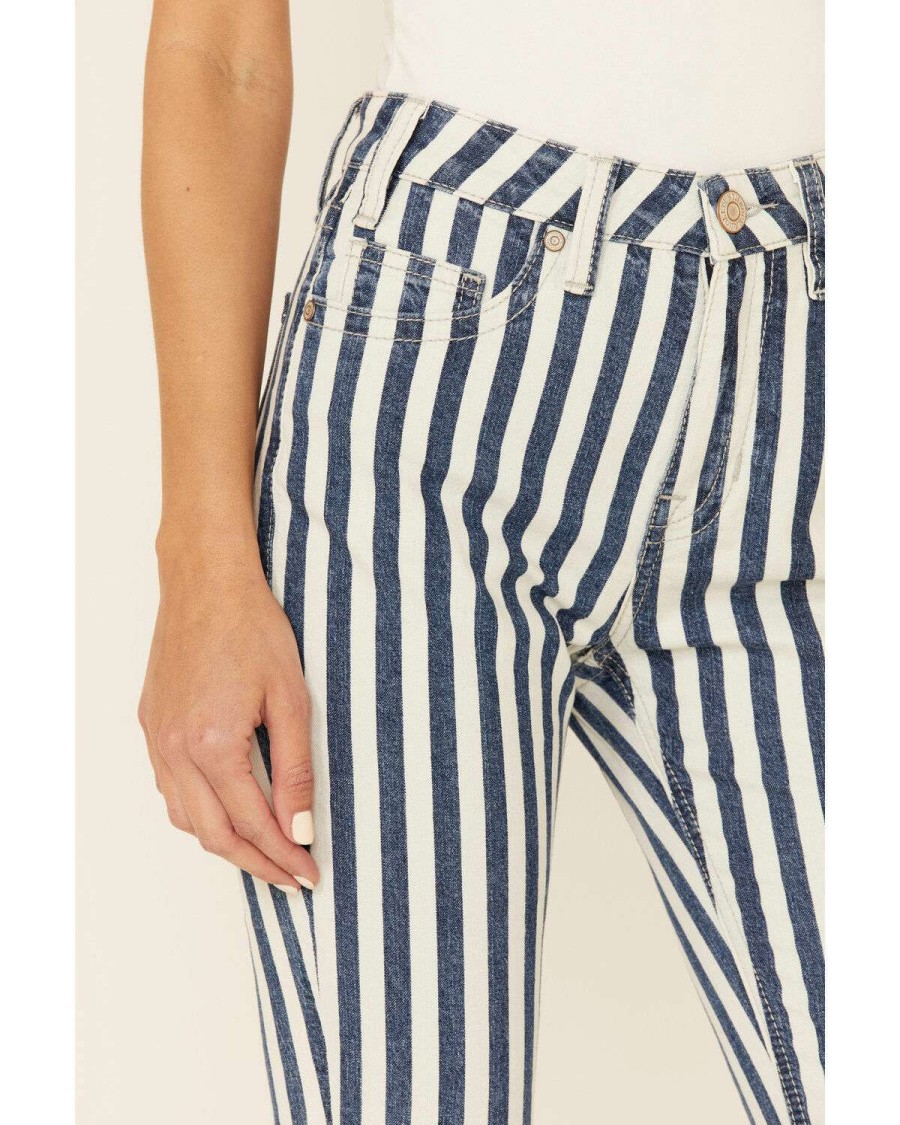 Jeans Rock & Roll Denim | Rock & Roll Denim Women'S Stripe High-Rise Flare Jeans Sale