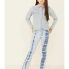 Jeans Rock & Roll Denim | Rock & Roll Denim Girls' Light Wash Tie-Dye Fray Hem Trouser Jeans Sale