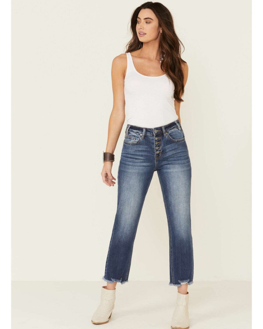 Jeans Rock & Roll Denim | Rock & Roll Denim Women'S Cropped Straight Leg Jeans Outlet