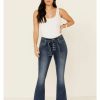 Jeans Rock & Roll Denim | Rock & Roll Denim Women'S Self Belt Flare Leg Jeans Online