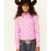 Shirts Rock & Roll Denim | Rock & Roll Denim Girls' Llama Print Long Sleeve Western Shirt Discount