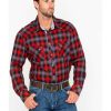 Shirts Rock & Roll Denim | Rock & Roll Denim Men'S Yarn Dye Satin Plaid Long Sleeve Western Shirt Sale